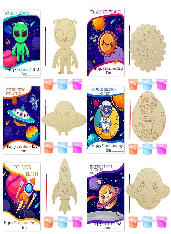 ام ال او ال ام هدايا عيد الحب، 30 مجموعة أدوات حرفية خشبية فضائية لعيد الحب مع بطاقات، لوازم فنية خشبية غير مكتملة الصنع لرواد فضاء فضائيين، مثالية لعيد الحب، أو كهدية لتبادل الهدايا في عيد الأم، أو كمشروع فني لعيد الميلاد. - Image 1